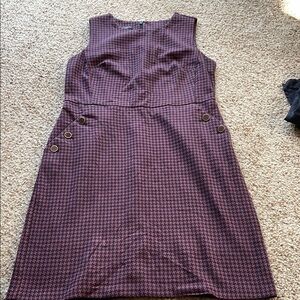 Talbots Elegant Purple/black houndstooth Sleeveless Dress size 8p